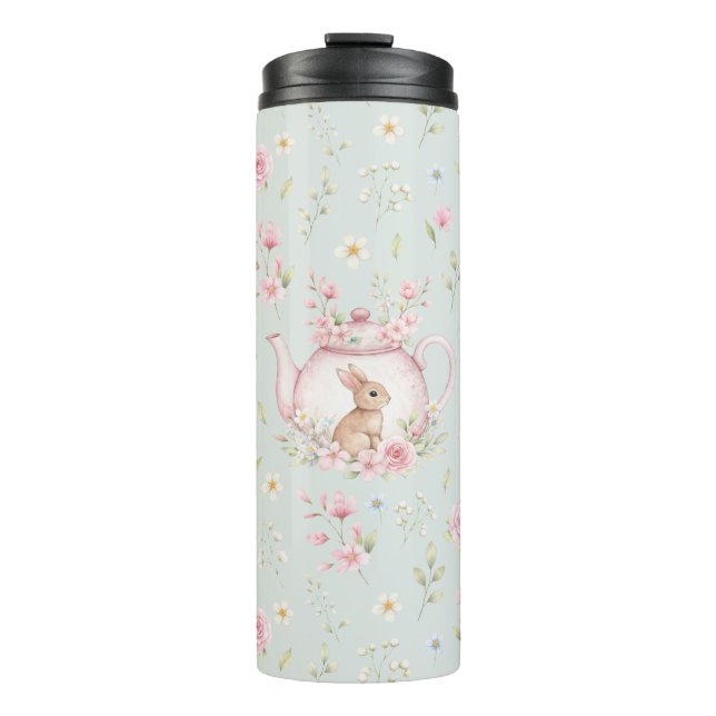 Termo Tetera Conejo Caprichoso Floral Primavera  (Anverso)
