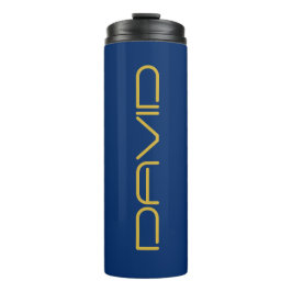 Termo Texto de estilo editable | Azul marino y oro