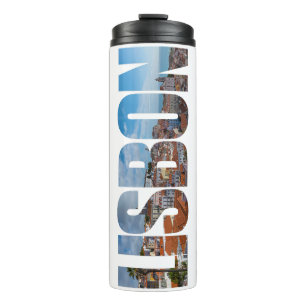 Termo Texto de Lisboa compuesto por la vista panorámica 