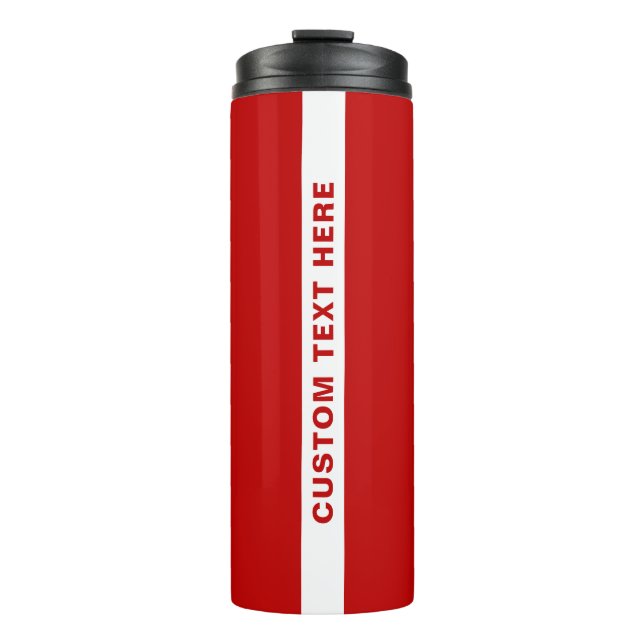 Termo Texto personalizado elegante rojo blanco (Anverso)