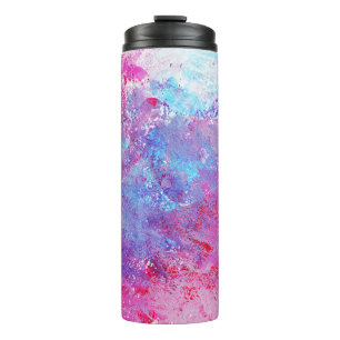 Termo Textura creativa rosa-azul, manchas de pintura.