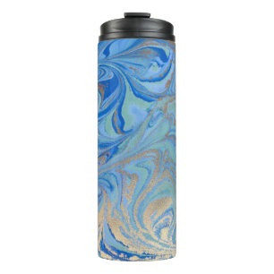 Termo Textura de acuarela líquida de oro azul