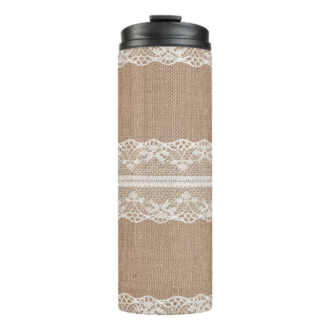 Termo Textura de encaje blanco-negro de Burlap marrón (Anverso)