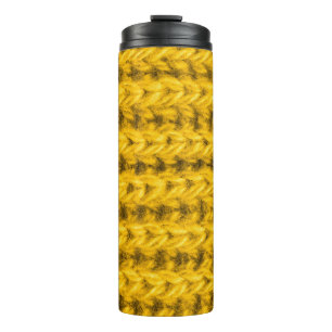 Termo Textura de lana de punto amarillo vibrante