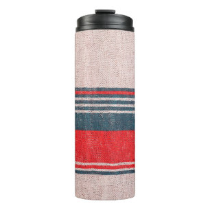 Termo Textura de ropa de punto de lino con rayas de impr