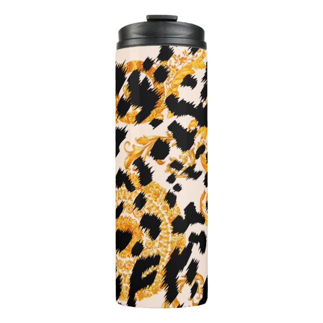 Termo Textura leopardo con estampado barroco dorado (Anverso)