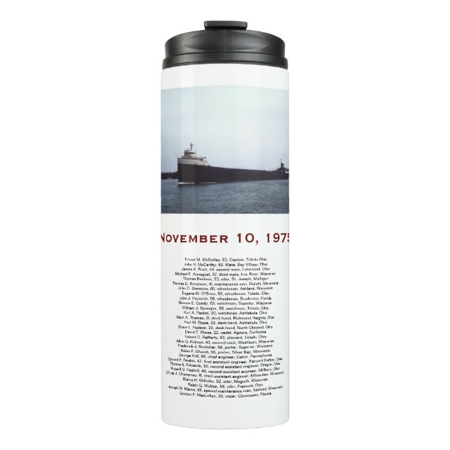 Termo The Edmund Fitzgerald with Crew Names Mug (Anverso)