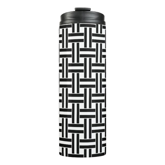 Termo Thermal Tumbler Black & White Square Stripe (Anverso)