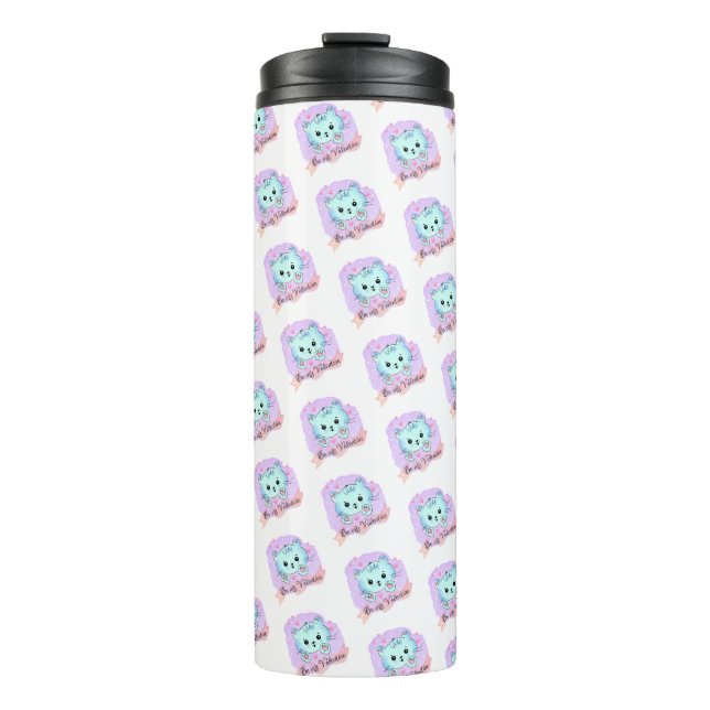 Termo Thermal Tumbler Cat Be Mine Pink Hearts (Anverso)
