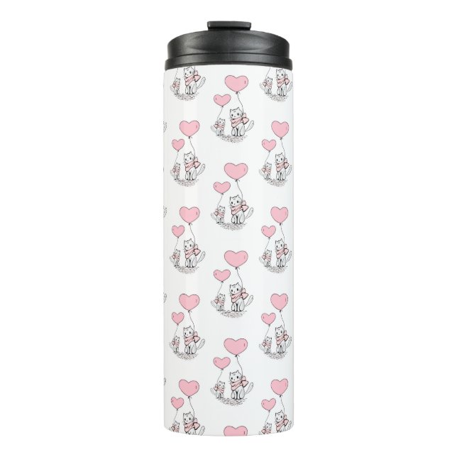 Termo Thermal Tumbler Cat Kitten Pink Hearts (Anverso)