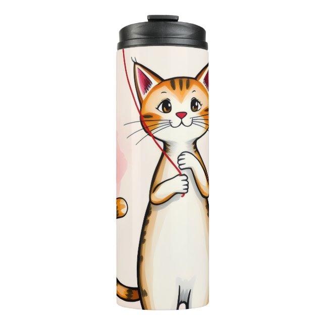 Termo Thermal Tumbler Cat Kitten Red Hearts (Anverso)
