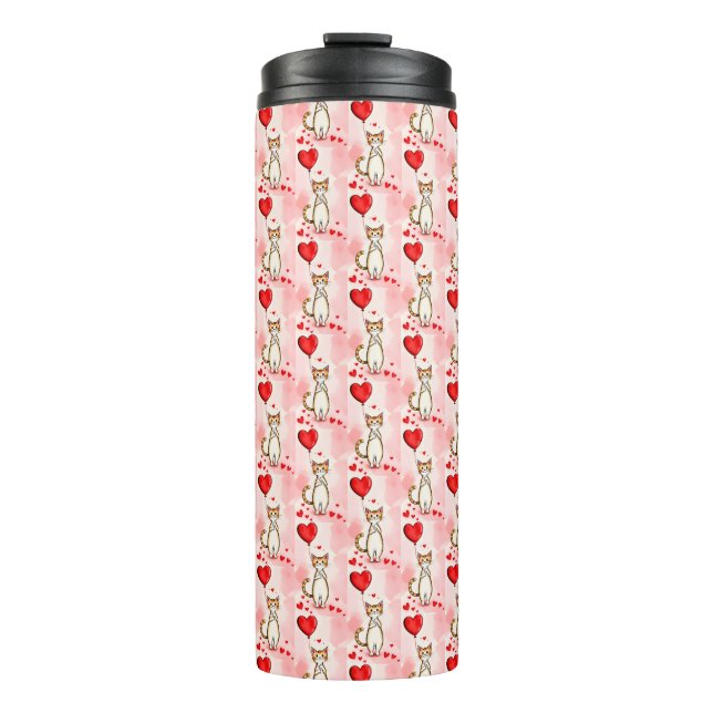 Termo Thermal Tumbler Cat Kitten Red Hearts  (Anverso)