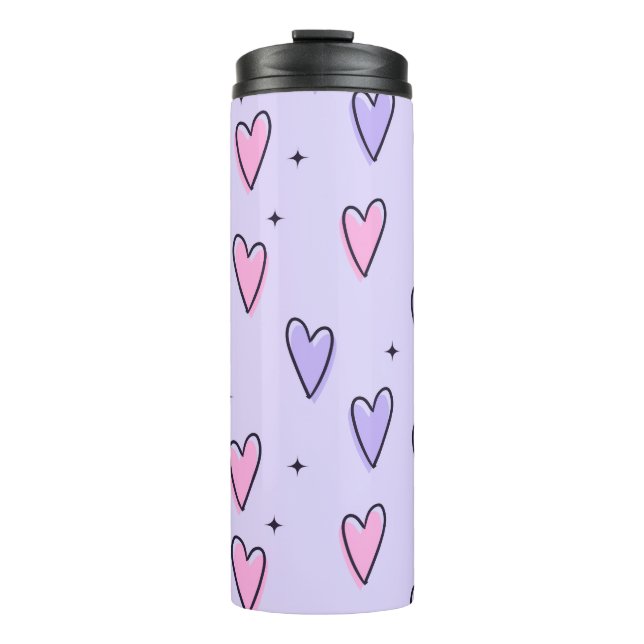 Termo Thermal Tumbler Purple Pink Hearts (Anverso)