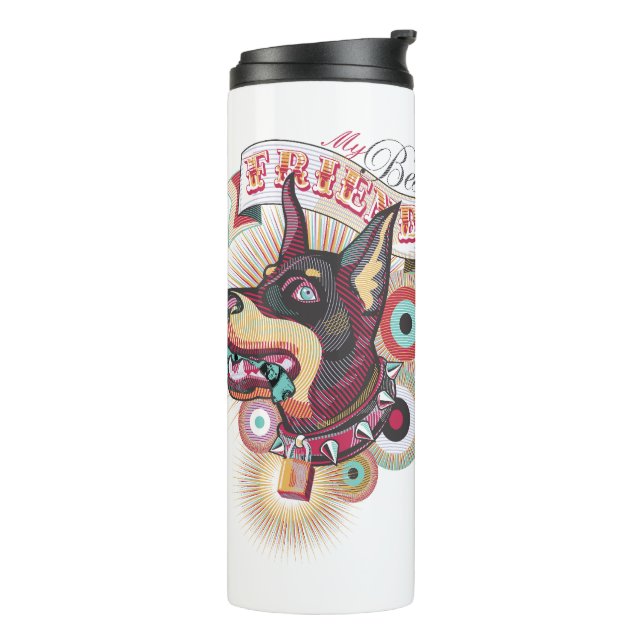 Termo Thermal Tumbler – Urban Loyalty Doberman Pop-Art  (Rotado hacia la izquierda)