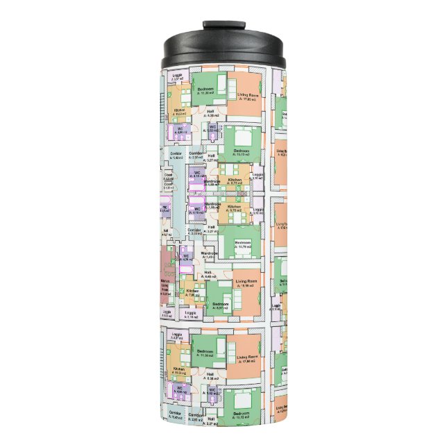 Termo Thermal Tumbler with Architectural Blueprint (Anverso)
