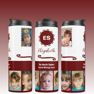 Termo Tía agrega un nombre de collage de fotos borgoña b