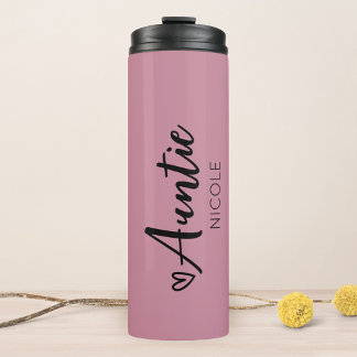 Termo Tía de corazón lindo Dusty Mauve personalizado