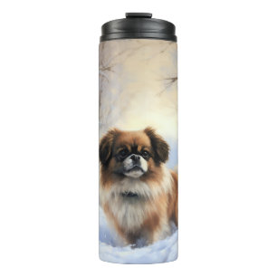 Termo Tibetan Spaniel Deja que nieve Navidad 