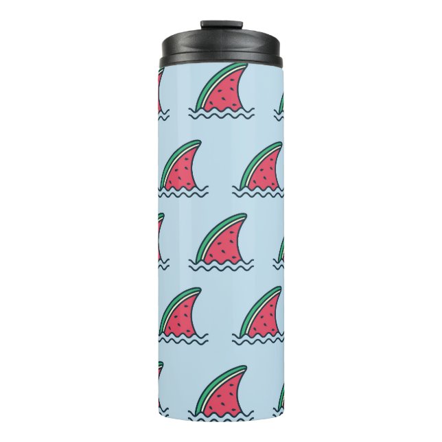 Termo Tiburón de sandía: diseño de patrones de olas. (Anverso)