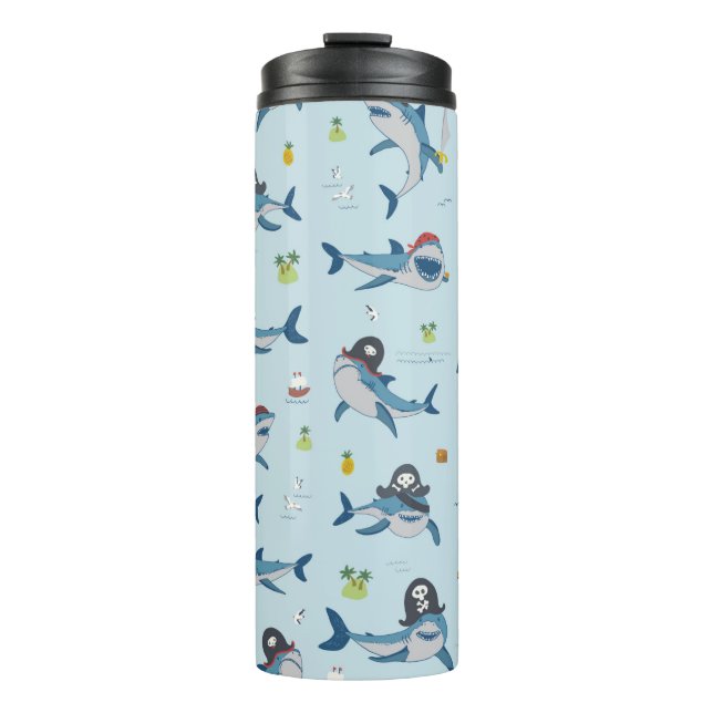 Termo Tiburón pirata vintage divertido animal marino sal (Anverso)