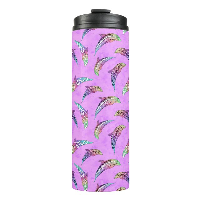 Termo Tie Dye Pink Marine Animals Delphins Marlins (Anverso)