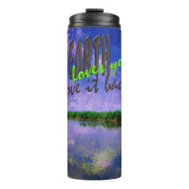 Termo Tierra nuestro hogar azul cielo de verano y agua