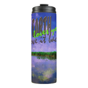 Termo Tierra nuestro hogar azul cielo de verano y agua