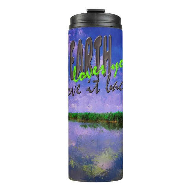 Termo Tierra nuestro hogar azul cielo de verano y agua (Anverso)