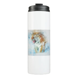 Termo Tiger Roar Animal Art Resumen Vintage acuarela.