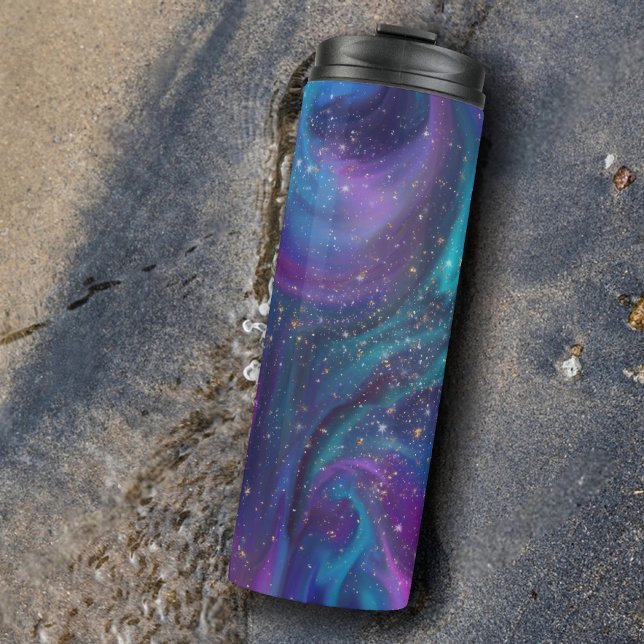 Termo Tinta cósmica | Galaxia azul turquesa púrpura Nebu (Subido por el creador)