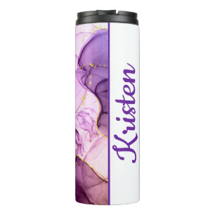 Termo Tinta Purple Alcohol Con Nombre Oro