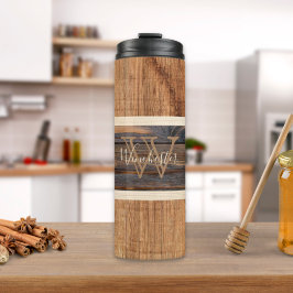 Termo Tinta Rustica de Madera Tone Stripe Tan Tumbler Te