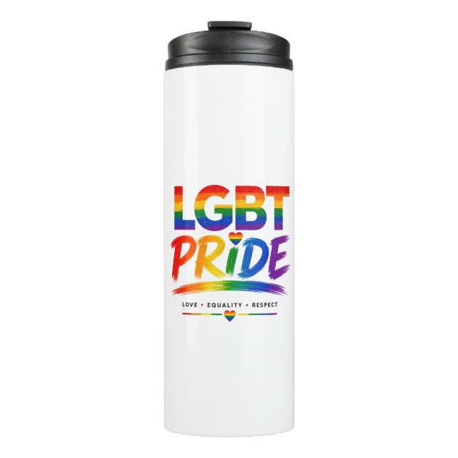 Termo Tipografía Arcoíris del Orgullo LGBT (Anverso)