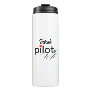Termo Tipografía de Esposa de Piloto & Avión Simple,Mini