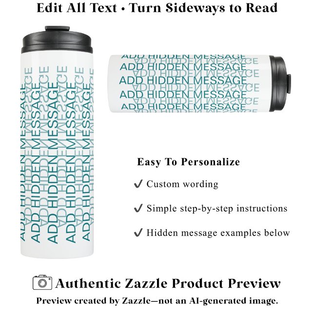 Termo Tipografía Moderna Mensaje Secreto Personalizable  (Subido por el creador)