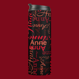 Termo Tipografía personalizado Nombre rojo Anne Black