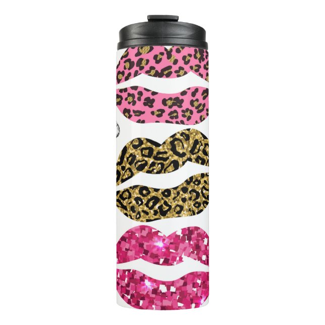 Termo tipografía purpurina con patrón de labios (Anverso)