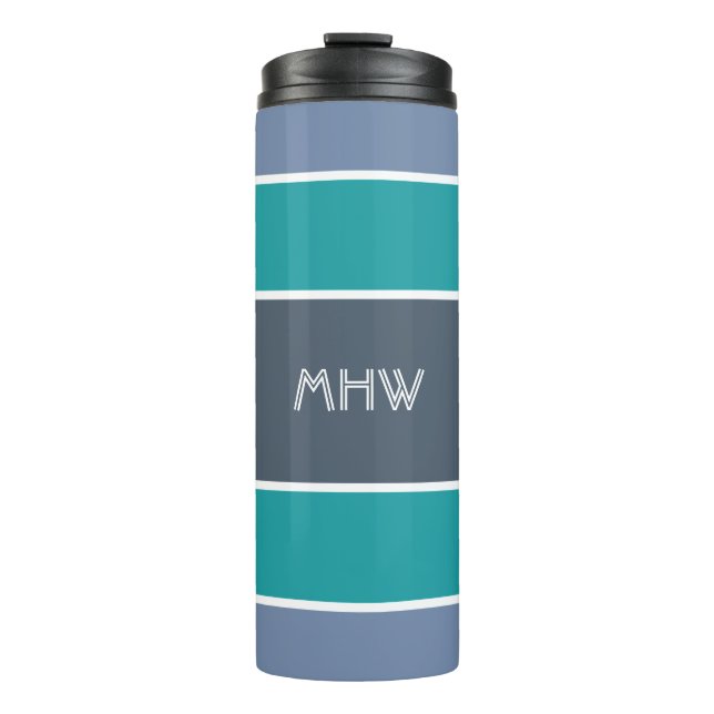 Termo Tiras Patrón personalizado monograma Tumblador (Anverso)