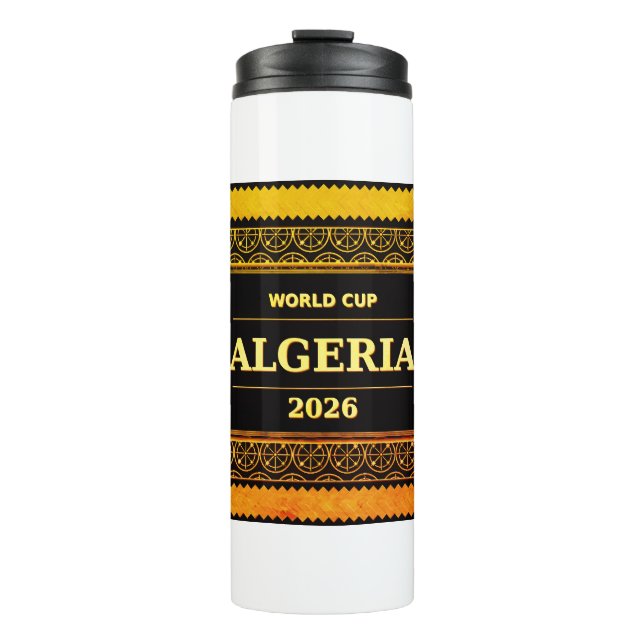 Termo TITLE: Algeria Football Fan 2026 Black Gold Luxury (Anverso)