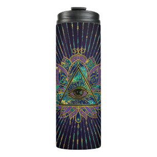 Termo Todo el ojo místico que ve en la flor de Lotus