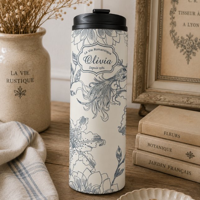 Termo Toile Botánico de Pájaros Personalizado Francés An (Subido por el creador)
