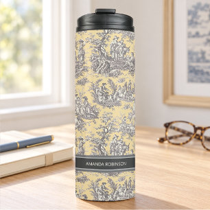 Termo Toile de Jouy Vintage Amarillo Negro Francés