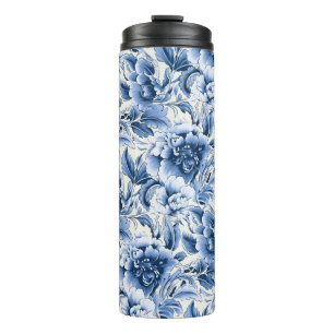 Termo Toile francesa y toile de Jouy. Azul.