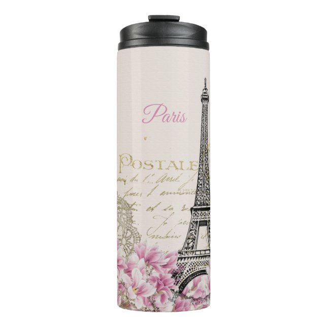 Termo Torre Eiffel, Magnolia Rosa de París (Anverso)