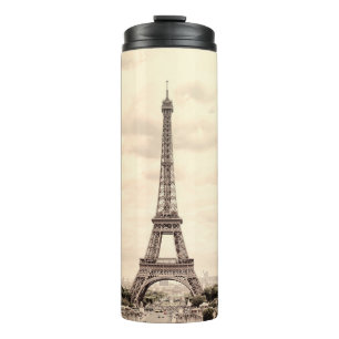 Termo Torre Eiffel panorámica en París. Francia. Viñeta