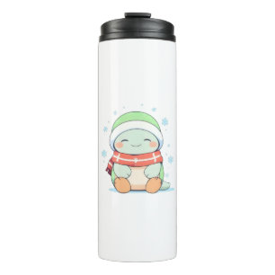 Termo Tortuga acogedora de invierno con diseño Kawaii de