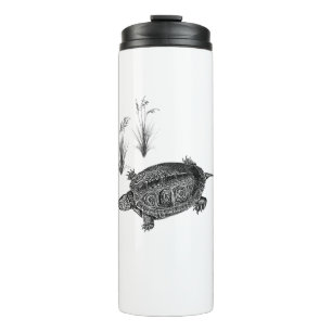 Termo Tortuga acuática negra y blanca