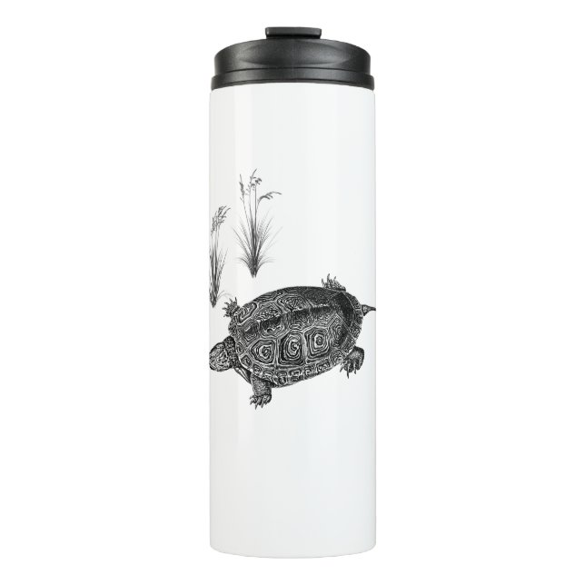 Termo Tortuga acuática negra y blanca (Anverso)