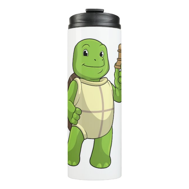 Termo Tortuga Al Ajedrez Con Pieza De Ajedrez (Anverso)