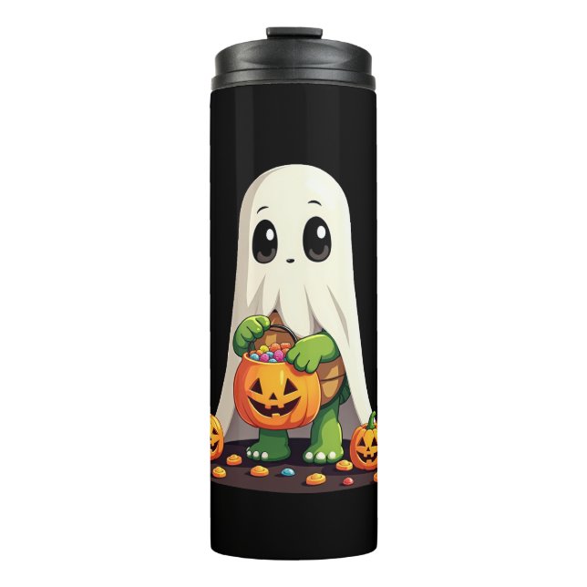 Termo Tortuga fantasma de Halloween linda con dulces (6) (Anverso)